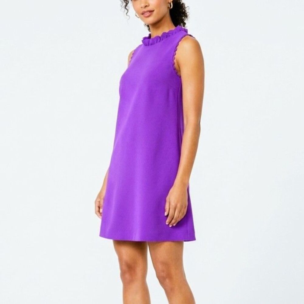 LILLY PULITZER Dress Allegra Soft Shift Purple Berry Ruffle Women Small $188 NEW